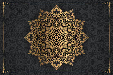 Foto auf Leinwand Mandala Ornamental luxury mandala pattern background with royal golden arabesque pattern Arabic Islamic east style. Traditional Turkish, Indian motifs. Great for fabric and textile, wallpaper, packaging etc.  © Julhas Ovi