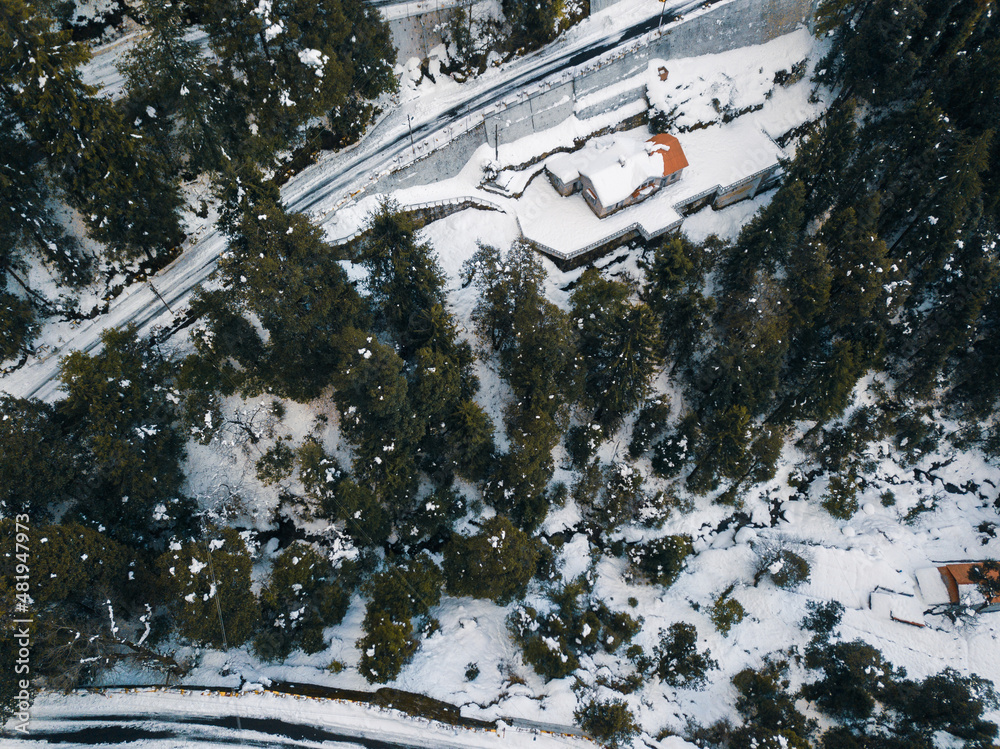 Obraz premium Ski resort in the mountains in Dalhousie, India, Himachal Pradesh, India