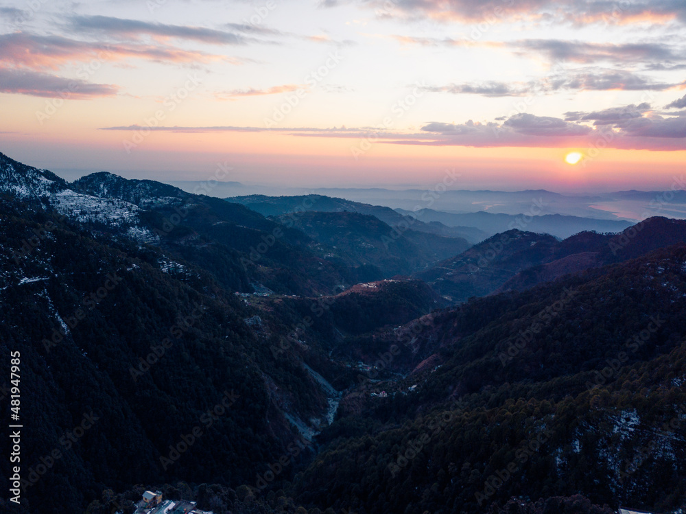 Sunset views of Dalhousie Himachal Pradesh, India.