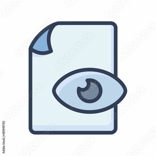 preview document file paper page view eye single isolated icon with filled line style