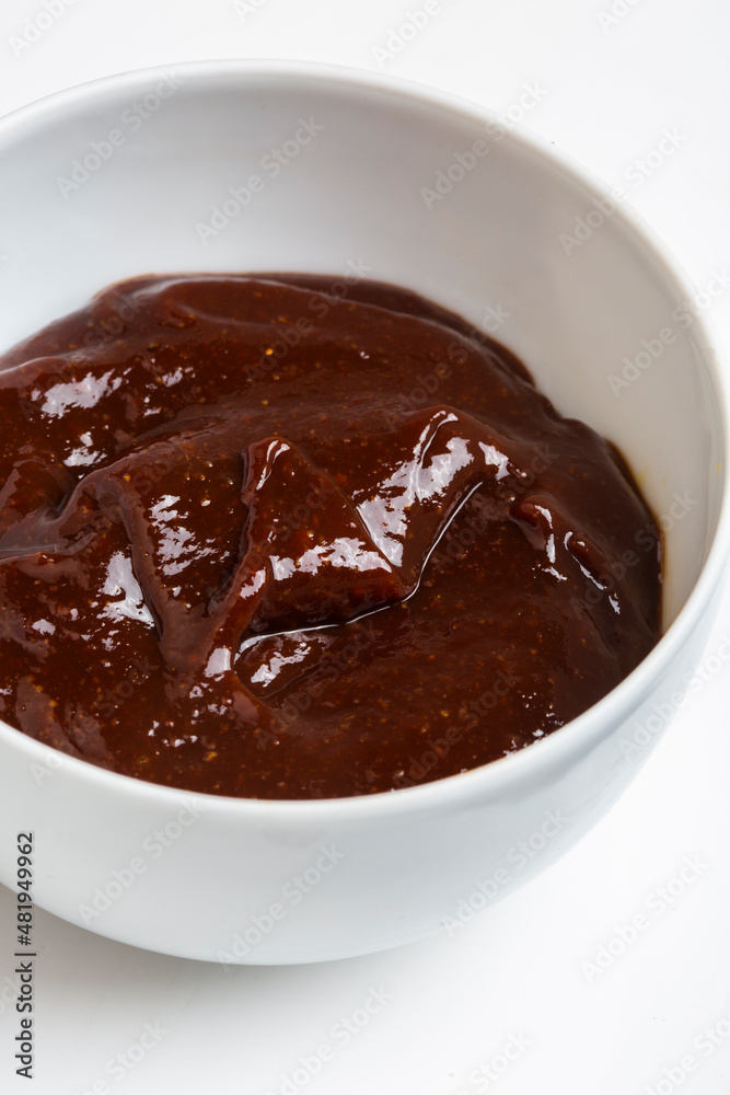 BBQ sauce in a white small container