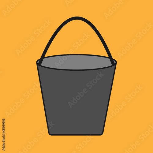 Vector illustration of black bucket isolated on the background