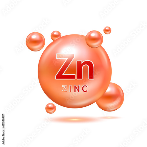 Minerals zinc Na and Vitamin for health. Medical and dietary supplement health care concept. 3D Vector EPS10 illustration. Isolated on a white background.