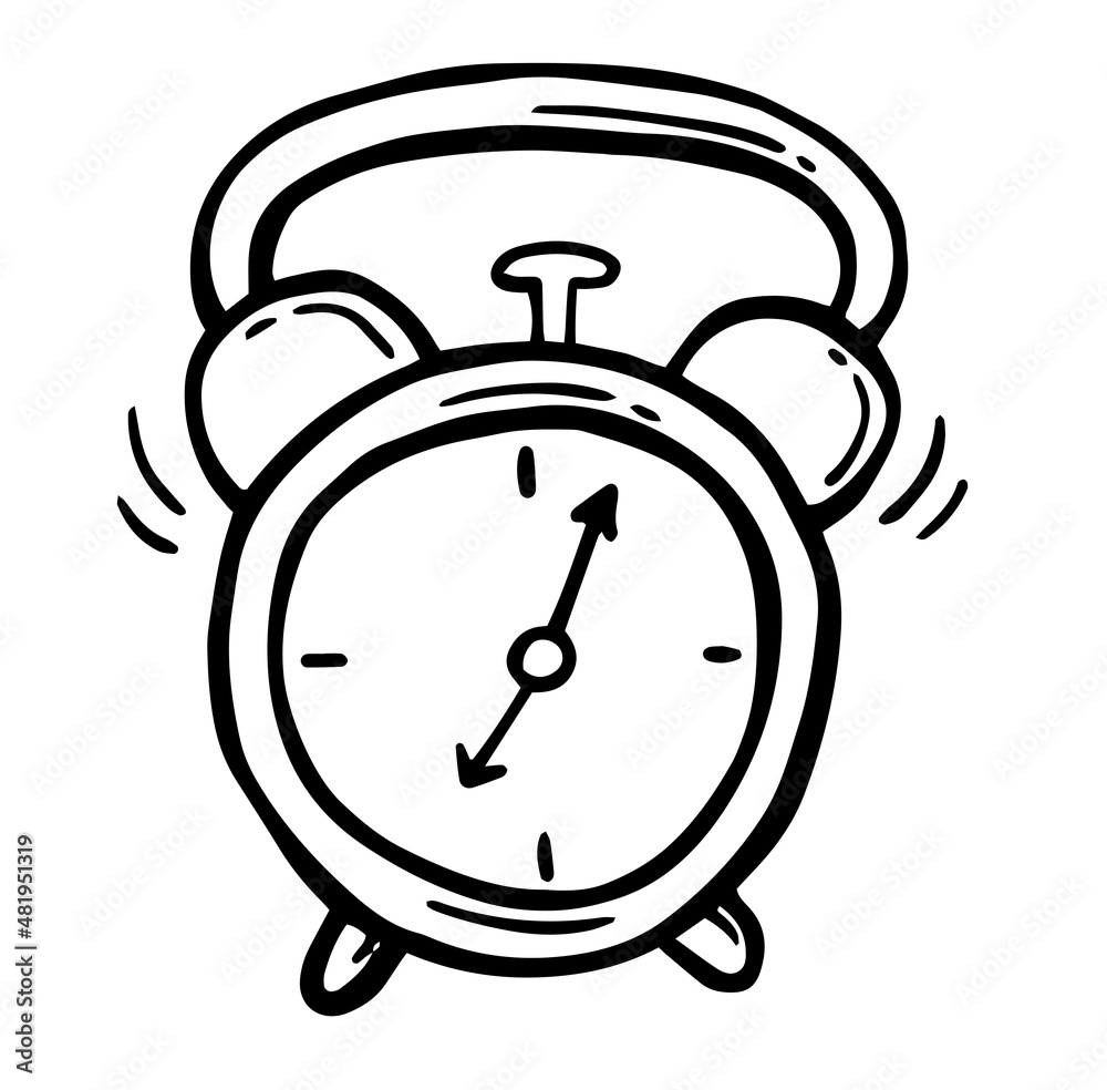 Doodle style retro alarm clock illustration in vector format suitable for web, print, or advertising use. Doodle style retro alarm clock illustration in vector format suitable for web, print, or advertising use.