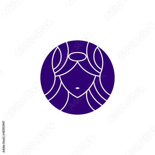 Beautiful woman's face logo design template. Hair, girl symbol. Abstract design concept for beauty salon, massage, magazine, cosmetic and spa. Premium vector icon.