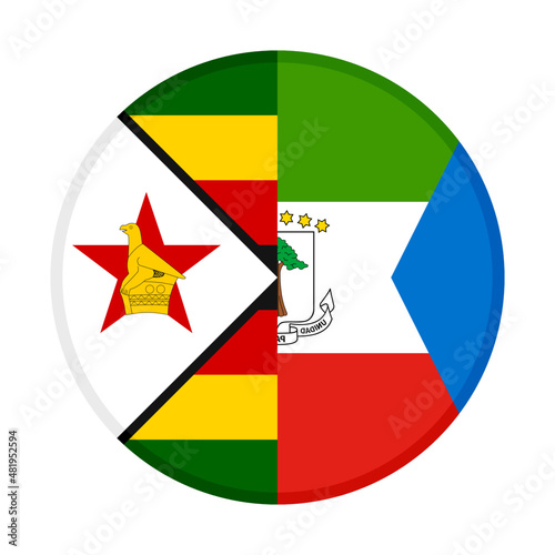 round icon with zimbabwe and equatorial guinea flags. vector illustration isolated on white background
