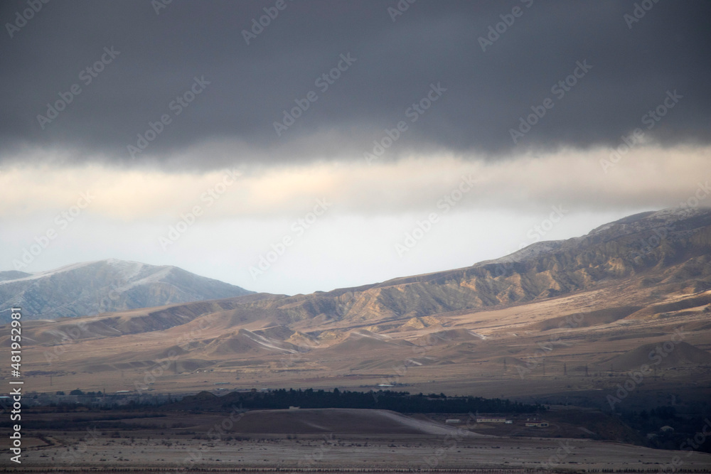 Mountain range winter landscape and view in Georgia