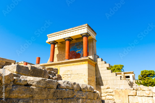 Top view of ruins of Knossos Palace in Crete, Heraklion, Greece