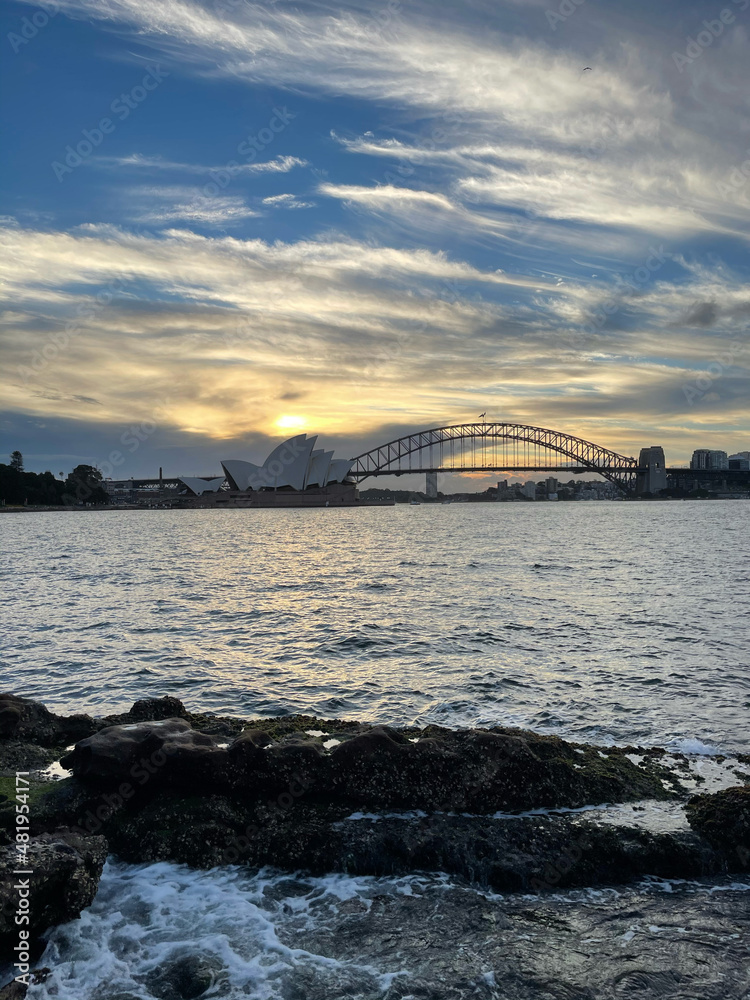 city harbour bridge, sunset, Sydney