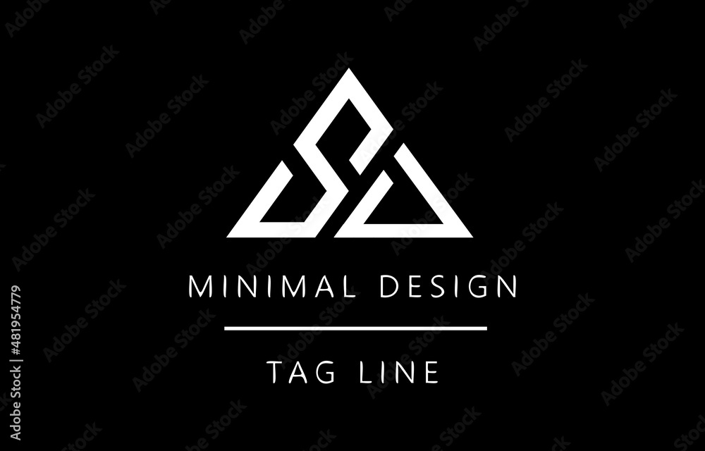 SA Triangular Monogram Minimal Vector Art design Stock Vector | Adobe Stock