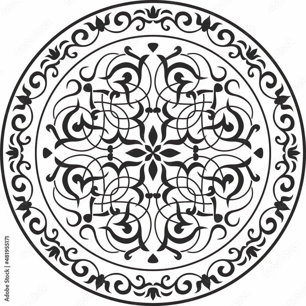 Vector round monochrome floral european national pattern. Ethnic circle ornament of Ancient Greece, Roman Empire.
Vector round monochrome floral european national pattern. Ethnic circle ornament of Ancient Greece, Roman Empire.