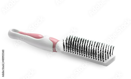 white massage plastic comb isolated on the white background