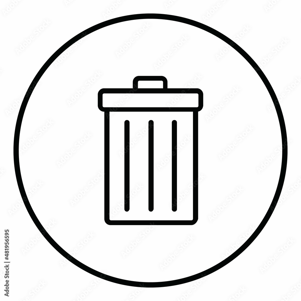 Trash Can line icon inside circle, delete, throw away, black outline, line icons. Trash Can line icon inside circle, delete, throw away, black outline, line icons.