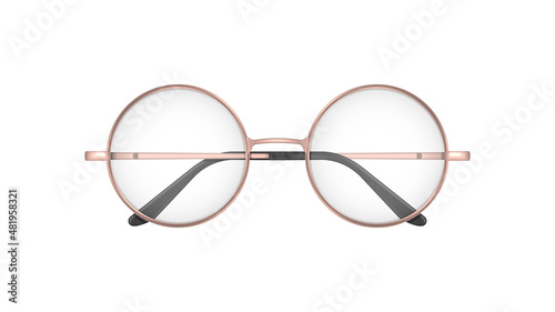 Realistic round glasses on white background. Vector illustration.