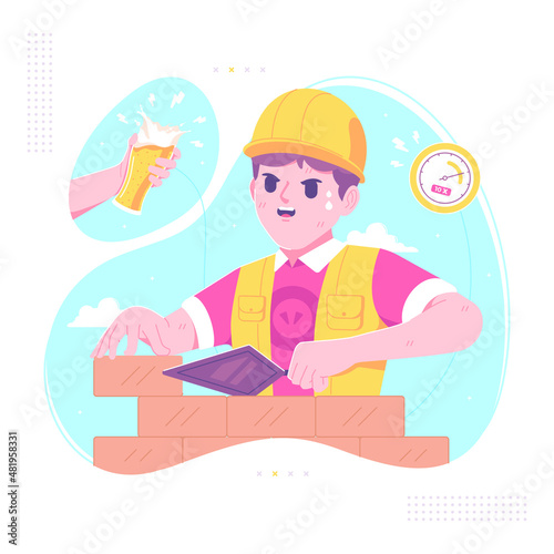 doping energy drink construction laborer background