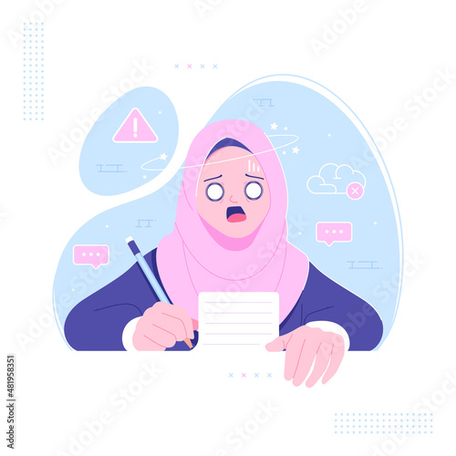 funny brain error on exam illustration background