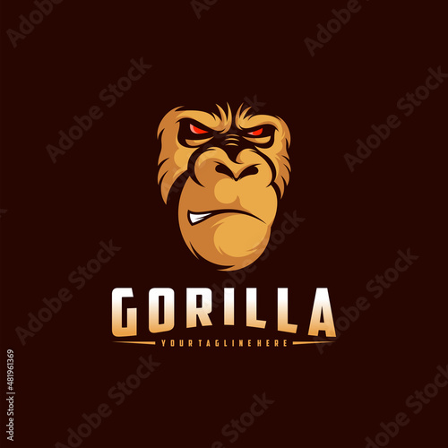 Gorilla logo Vector design template. Head Monkey Logo Esport gaming.