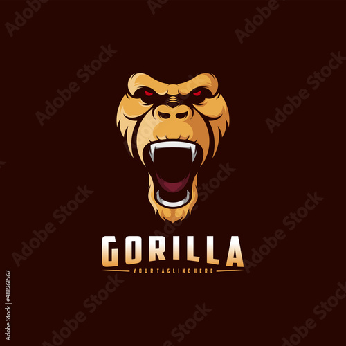 Gorilla logo Vector design template. Head Monkey Logo Esport gaming.