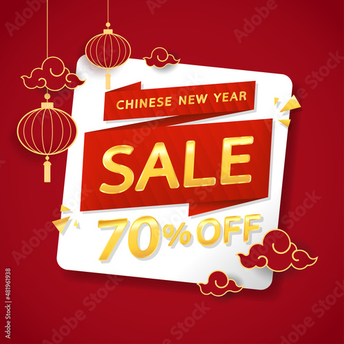 Chinese new year sale poster. Happy Chinese new year 2022. Chinese New Year Sale Promotion Template. Sale tag vector.