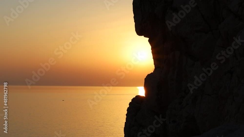 Beautiful sunset at Belvedere (lookout point ) Foradada at Capo Caccia. Alghero, Sassari, Sardinia, Italy, Europe