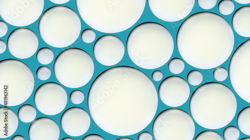 Blue planes with holes at different levels. Decorative wallpaper
