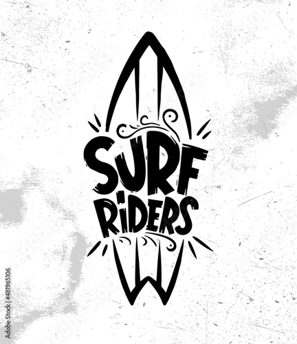 Surf riders retro vintage logo, label, poster