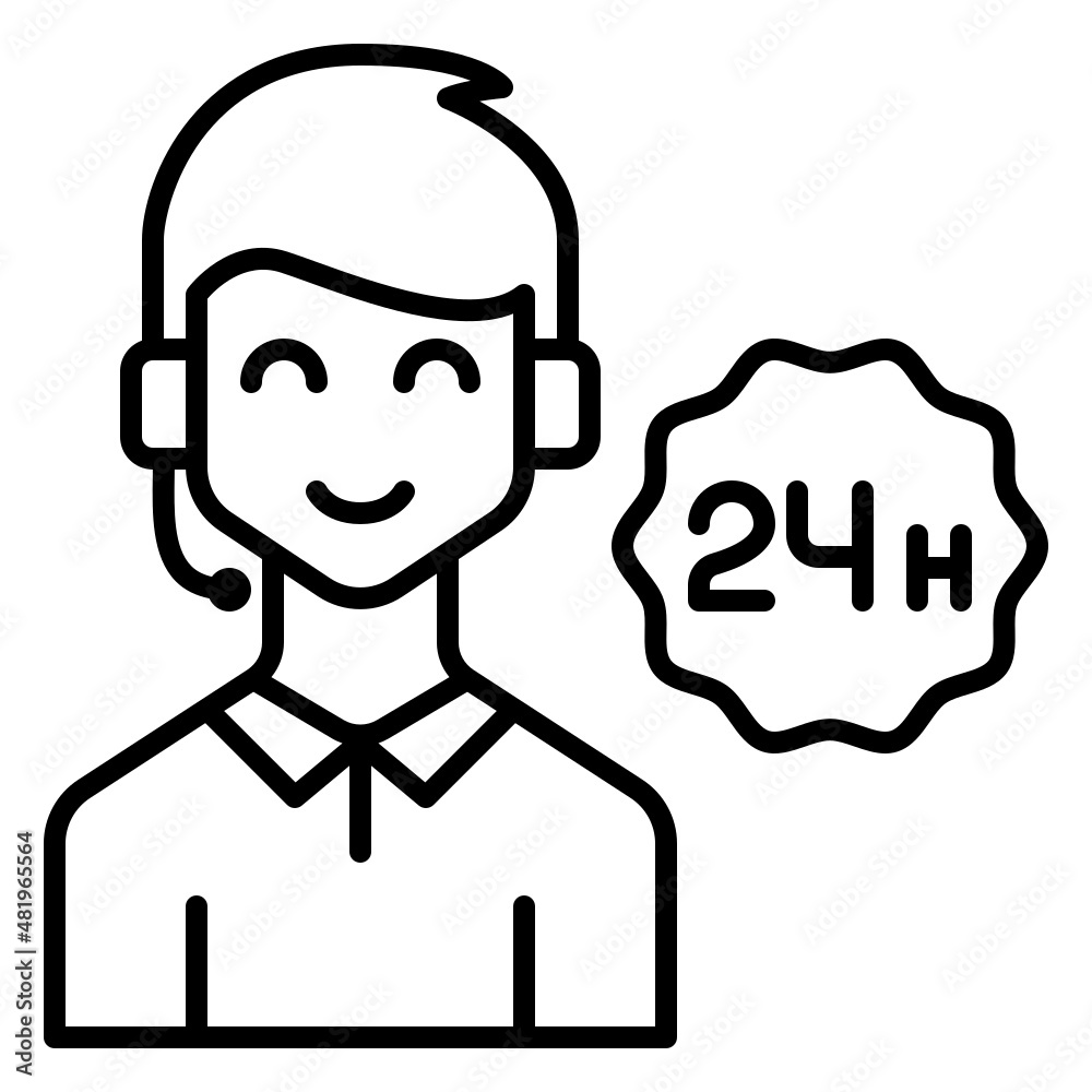 24 hours service icon illustration