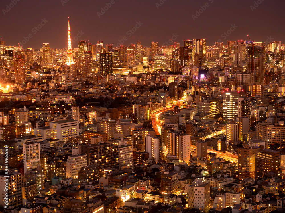 東京タワーと都心の夕暮れ