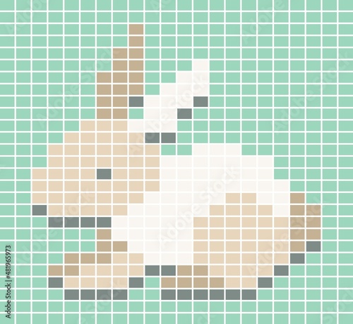 Pixel bunny. Vector image of mosaic pixel bunny assembled from rectangular tiles