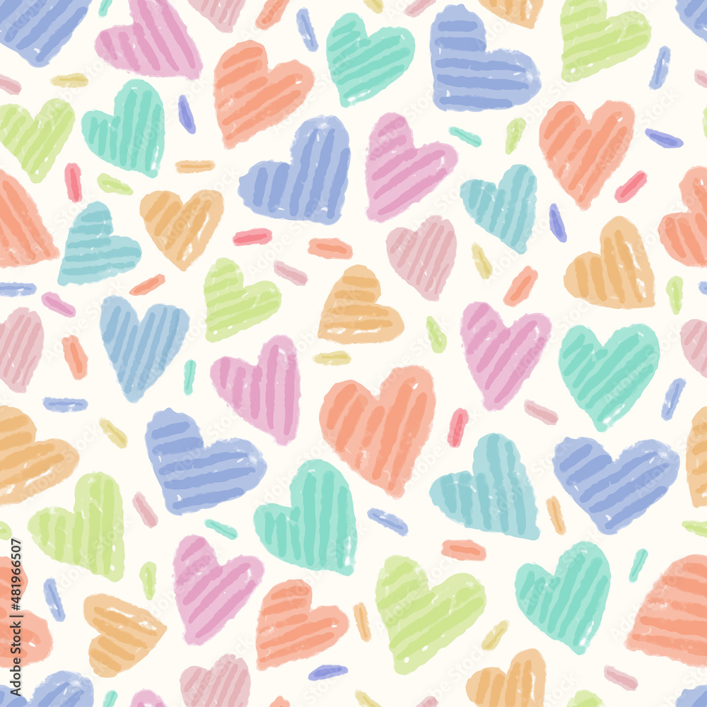 seamless doodle valentine day pattern background with hand draw heart , valentine card