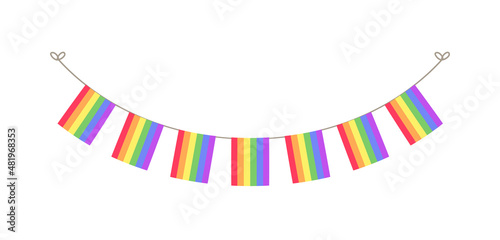 Pride flag bunting clipart. Rainbow flag banner vector illusration.