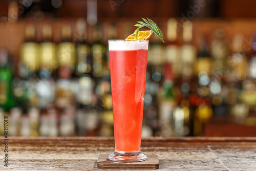 Photography Singapore sling cocktail at the bar