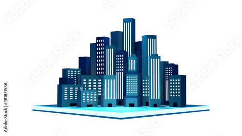 たくさんのビル　3DCG　アイコン　挿し絵　都市　都会　ビジネス　社会
