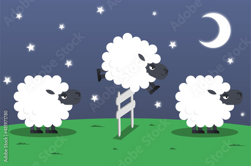 Illustration counting sheep...