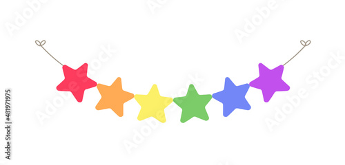 Rainbow stars garland vector illustration clipart