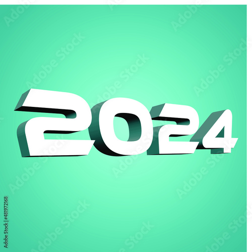 The year 2024 inscription, no background, white 3d number 2024, white letterts, new year sign, to be used on a banner, flyer or t-shirt, 3d illustration