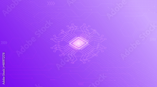 Circuit processor technology purple background illustration. Vector for illustration, poster, web design.
