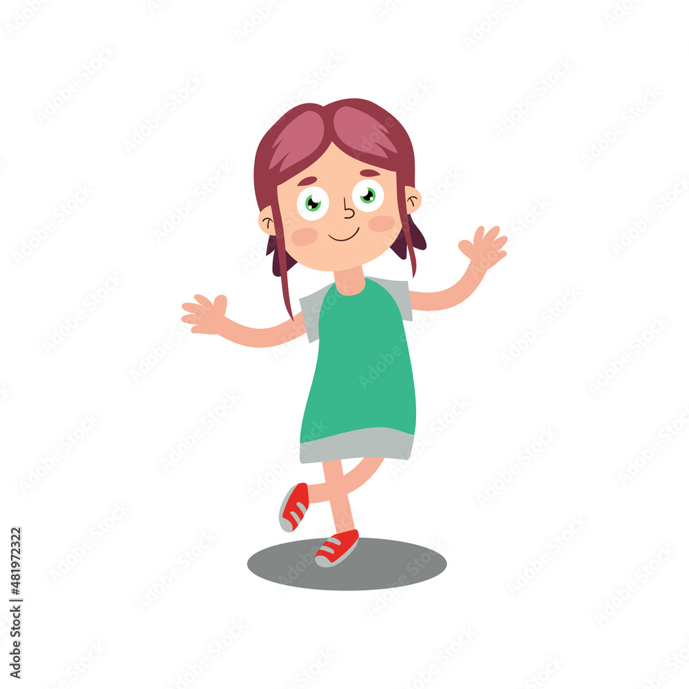 Cheerful happy girl child jumping with fun Cheerful happy girl child jumping with fun
