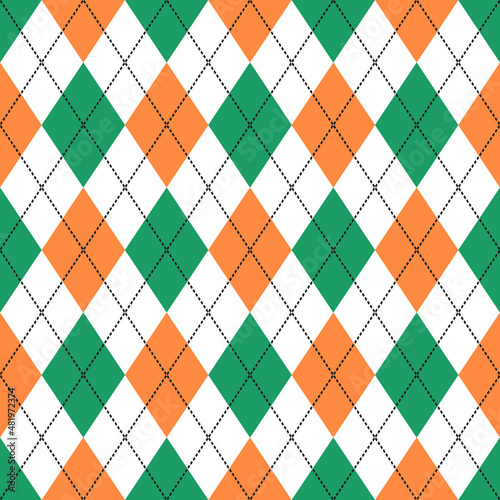 green and orange spring or saint patrick day argyle seamless vector texture