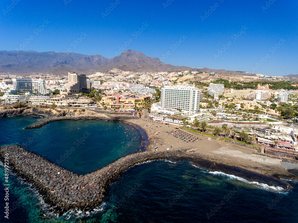 Fototapeta premium Playa del Bobo and Costa Adeje coastline in Tenerife, Canary Islands.