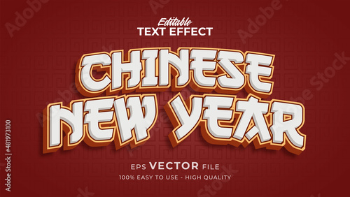 Editable text style effect - chinese new year text in style theme