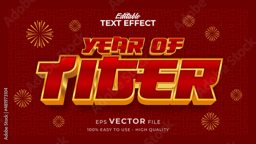 Editable text style effect - chinese new year text in style theme