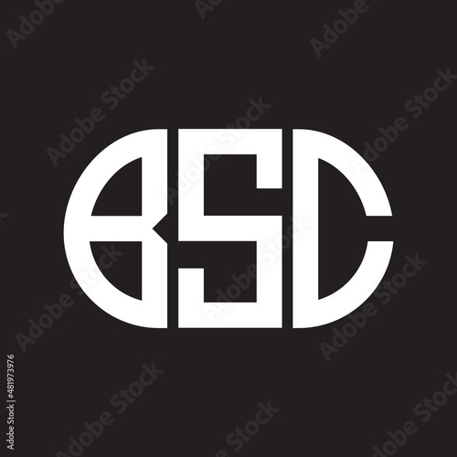 BSC letter logo design on black background. BSC