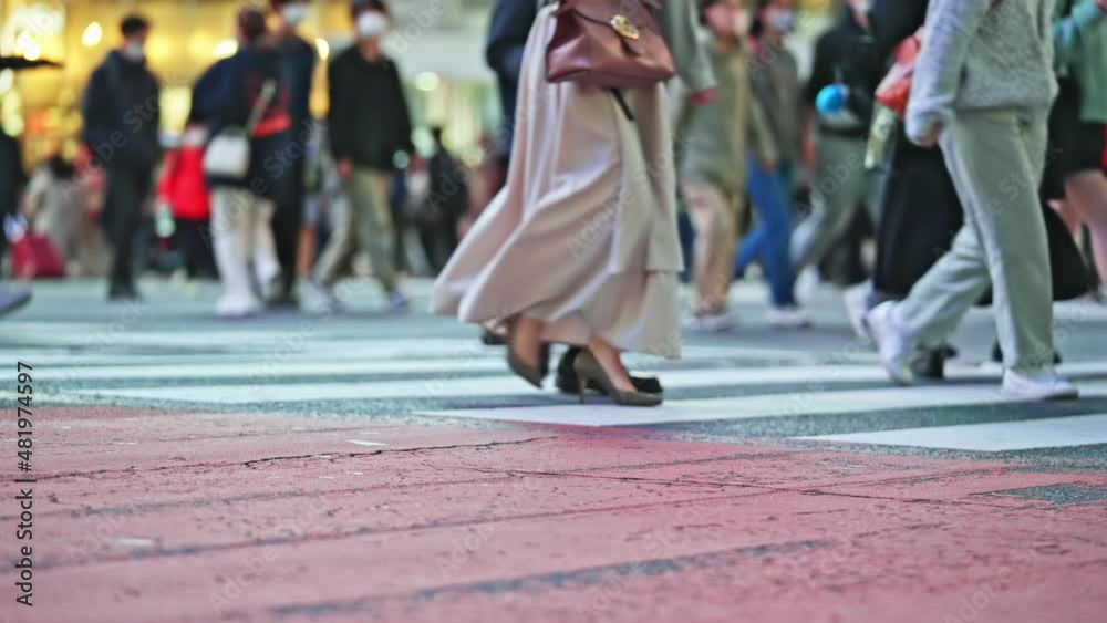 横断歩道を歩く人々 雑踏 人混み スローモーション 横断歩道を歩く人々 雑踏 人混み スローモーション