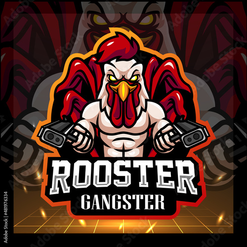 Rooster gangster mascot. esport logo design