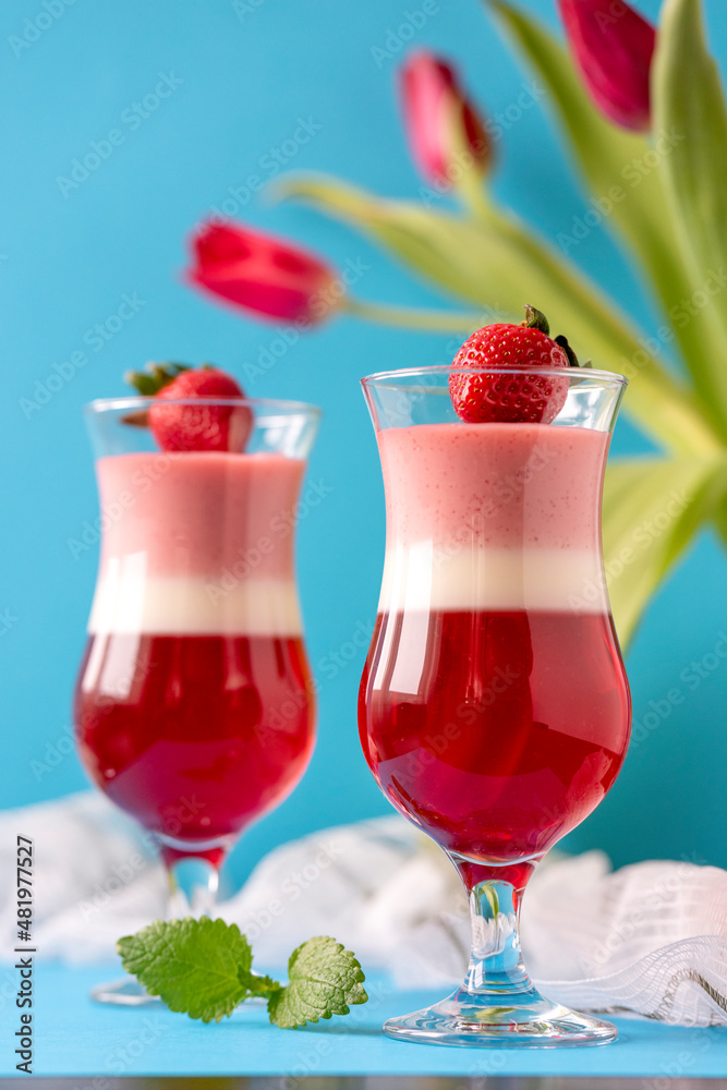 panna cotta with jelly - dessert for valentines day panna cotta with jelly - dessert for valentines day