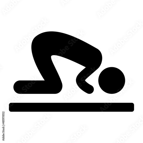 Muslim Man Praying Glyph Icon Vector