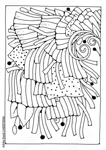 ector illustration for coloring. Art therapy. A bouquet of flowers with decoration. Coloring page for children and adults.