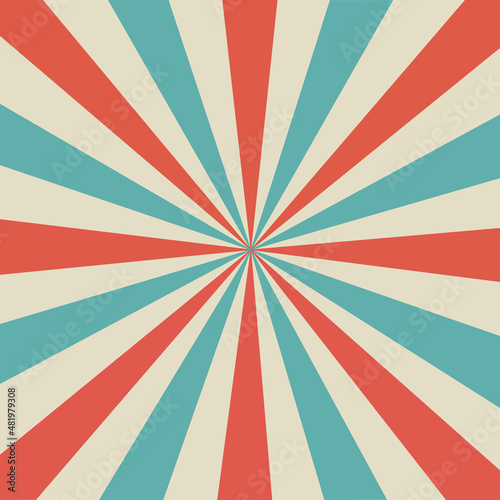 Blue and red rays on a light background. Circus background. Vector illustration