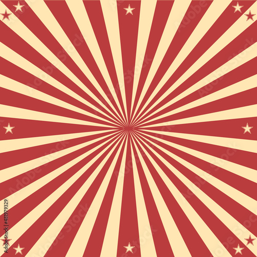 Red rays on a light background. Circus background. Vector illustration